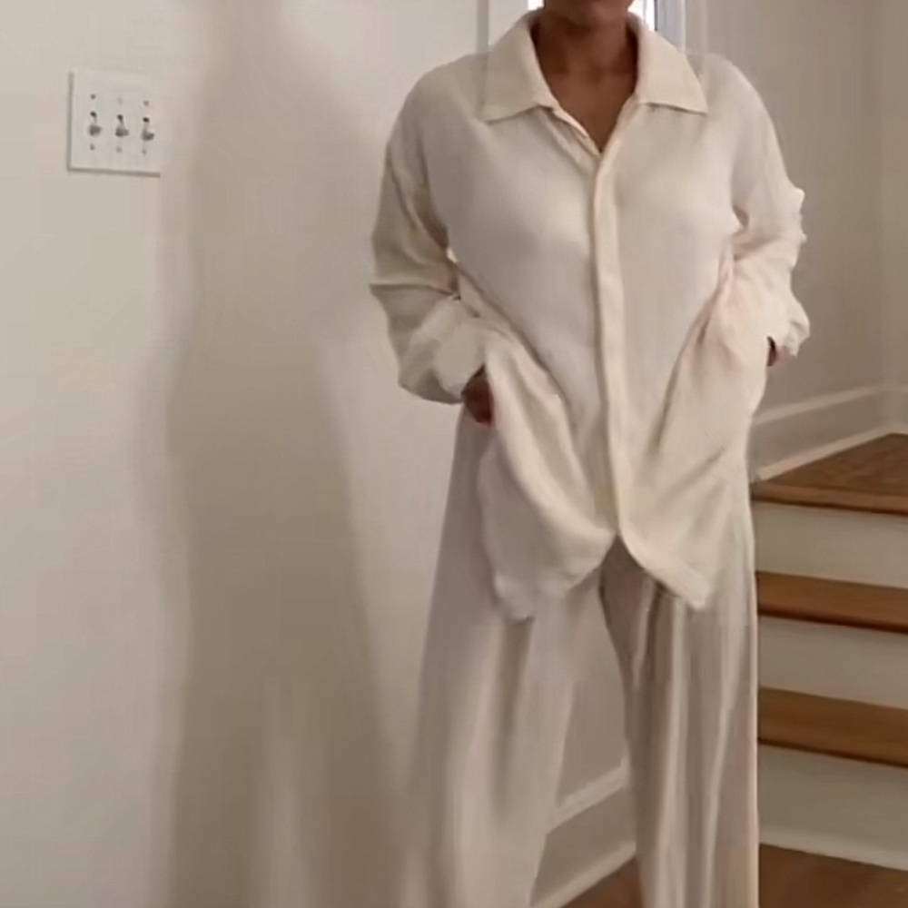 Grey bandit Adina cream button down set
